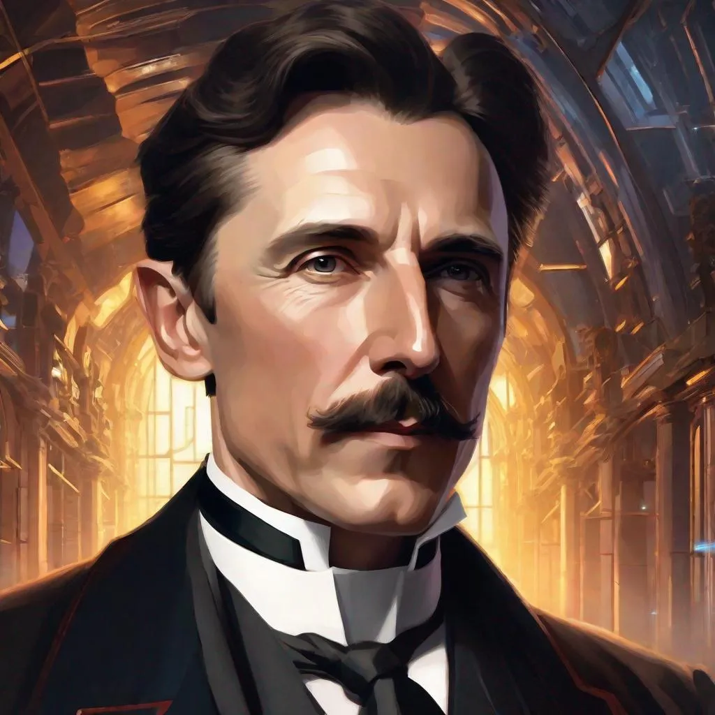 Prompt: Portrait of physicist Nicolo Tesla, Sci fi, 4k, ultra high quality, in the style of, Greg rutkowski, art, digital painting
