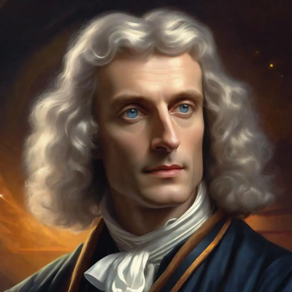 Prompt: Portrait of physicist Isaac Newton, Sci fi, 4k, ultra high quality, in the style of, Greg rutkowski, art, digital painting