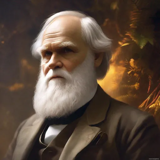Prompt: Portrait of biologist Charles Darwin, Sci fi, 4k, ultra high quality, in the style of, Greg rutkowski, art, digital painting