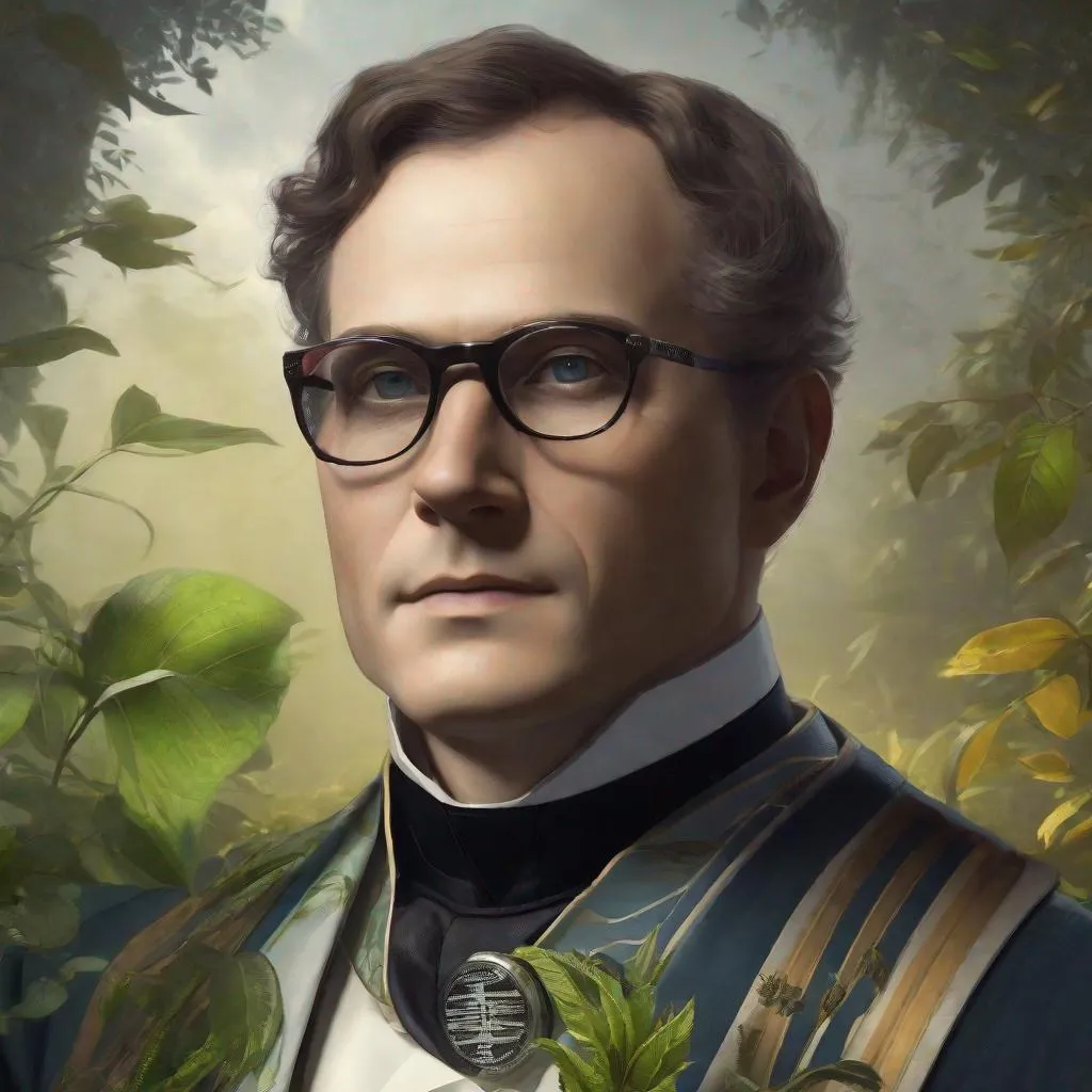 Prompt: Portrait of the biologist Gregor Johann Mendel, Sci fi, 4k, ultra high quality, in the style of, Greg rutkowski, art, digital painting