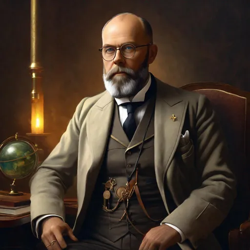 Prompt: Portrait of biologist Robert Koch, 4k, ultra high quality, in the style of, Greg rutkowski, art, digital painting