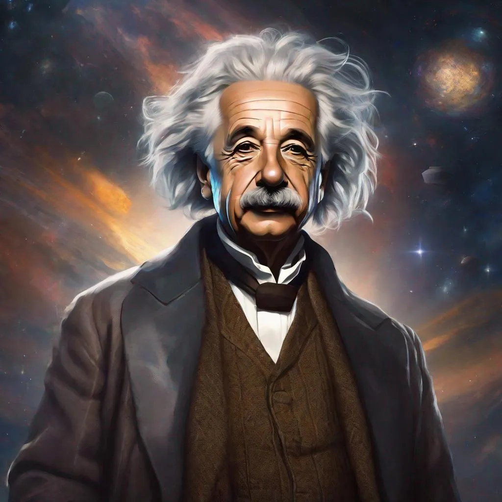 Prompt: Portrait of physicist Albert Einstein, Sci fi, 4k, ultra high quality, in the style of, Greg rutkowski, art, digital painting