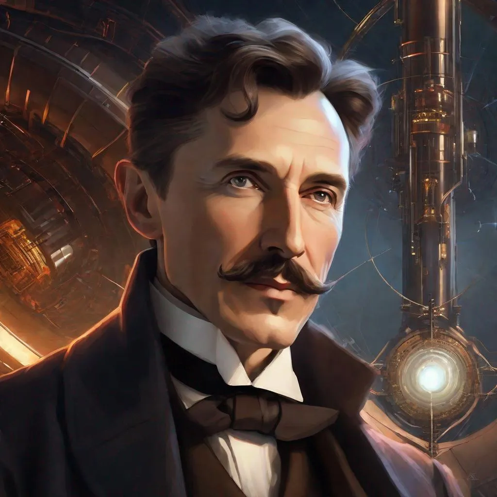 Prompt: Portrait of physicist Nicolo Tesla, Sci fi, 4k, ultra high quality, in the style of, Greg rutkowski, art, digital painting