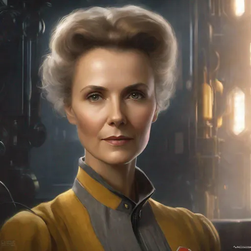Prompt: Portrait of a woman physicist Marie Curie, Sci fi, 4k, ultra high quality, in the style of, Greg rutkowski, art, digital painting