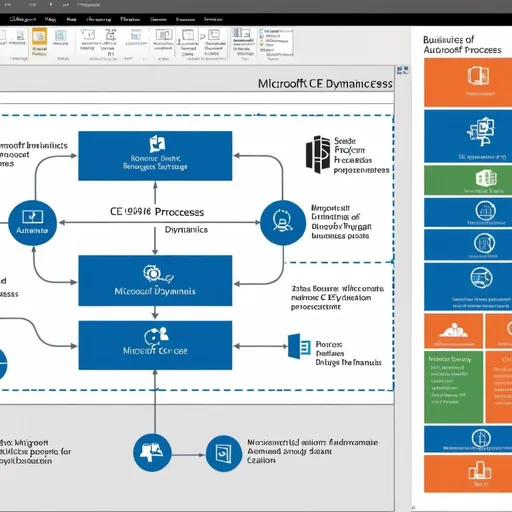 Prompt: A poster kind of image which shows Microsoft Dynamics ce feature how it will automate the business processes 