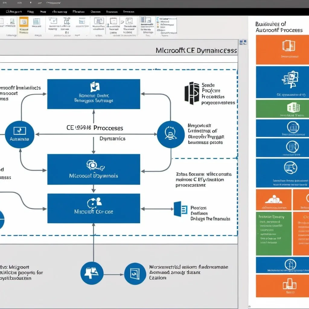 Prompt: A poster kind of image which shows Microsoft Dynamics ce feature how it will automate the business processes 