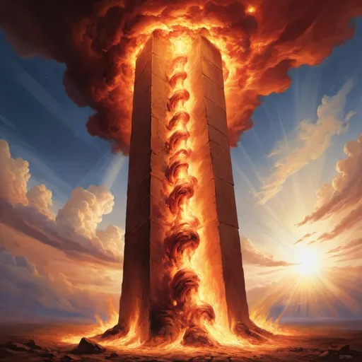 Prompt: Large Pillar of fire from heaven to earth