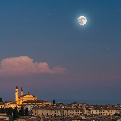 Prompt: Ma la vera magia doveva ancora arrivare. Con il calar del sole e l'inizio della notte, quando la luna sorgeva nel cielo notturno, accadde qualcosa di straordinario. Un'aura di luce dorata avvolse la città, mentre il cielo si tingeva di colori iridescenti.
