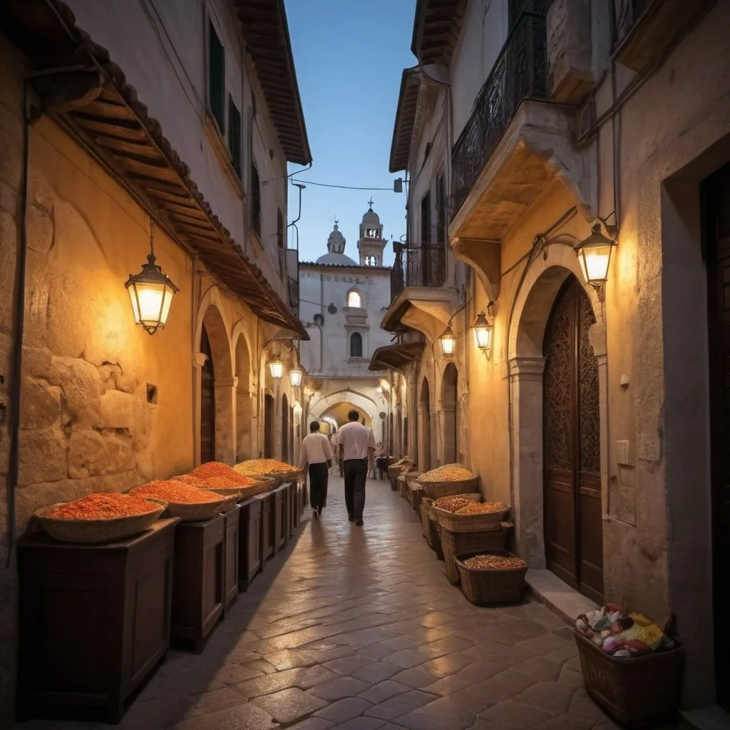 Prompt: In una cittadina incantata dalle atmosfere magiche del Mediterraneo, il vento caldo del Ventesimo Giorno di Ramadan soffiava leggero tra le vie strette e tortuose. Le persone si preparavano per le festività del Ramadan, le strade erano adornate da lanterne colorate e il profumo invitante di cibo speziato riempiva l'aria.