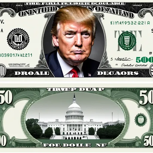 Prompt: create a realistic 500 (full size) dollar bill with  the image of Donald Trump