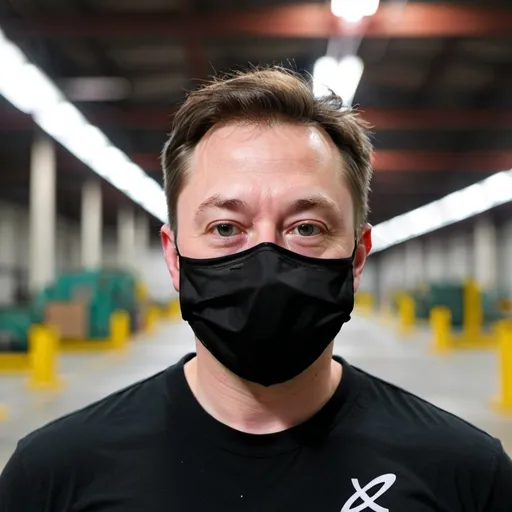Prompt: Elon mask image with factory background
