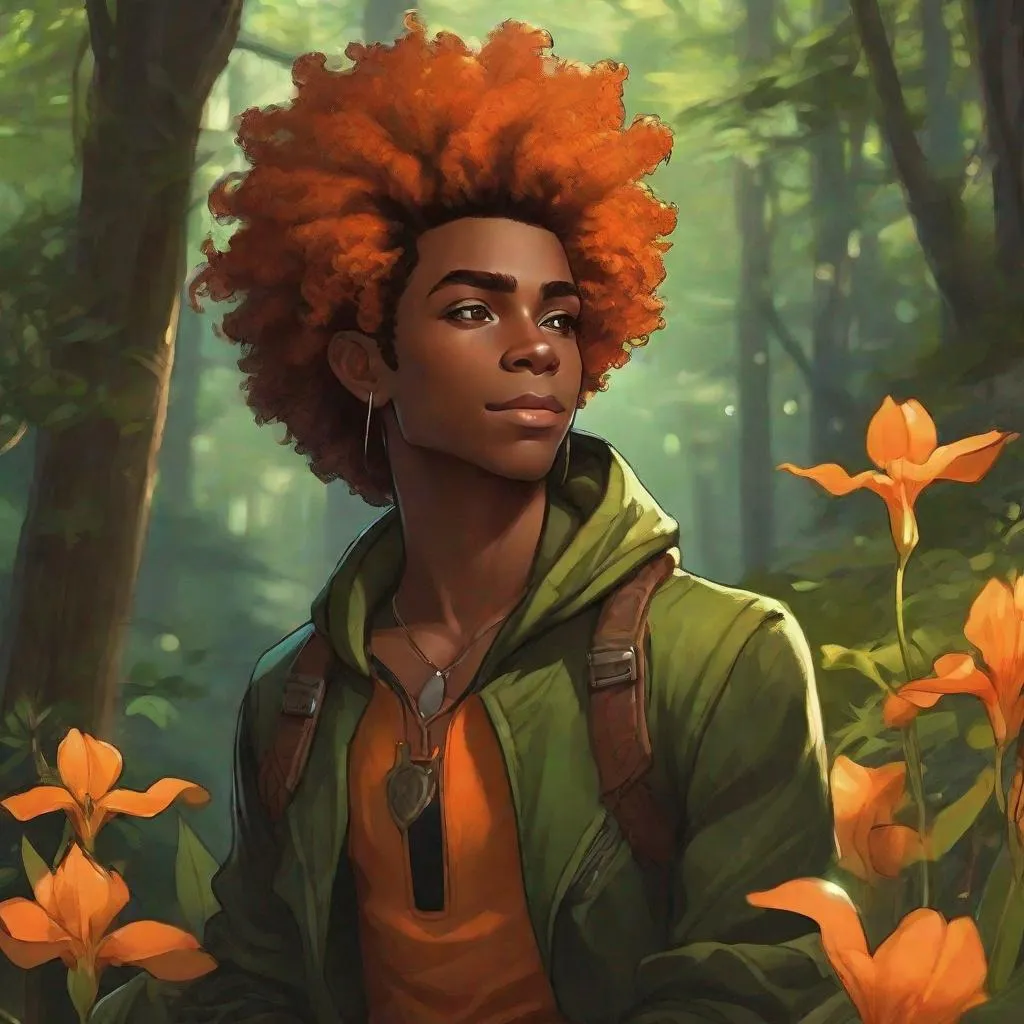 Prompt: {{{{androgynous goblin-like green skin male glowing orange irises}}}}, teenage character, taller than average,  aerodynamic build, no facial hair, black afro centric curly 4c hair under hood, sharp-toothed grin, styled as a stealth Rogue, holding Whisper {dagger, Critical Role}, Placed in a fantasy forest background, capturing the essence of a darker dnd world. The art can be a sketch, drawing, or illustration. fighting pose, dungeons and dragons, outdoors, 50mm