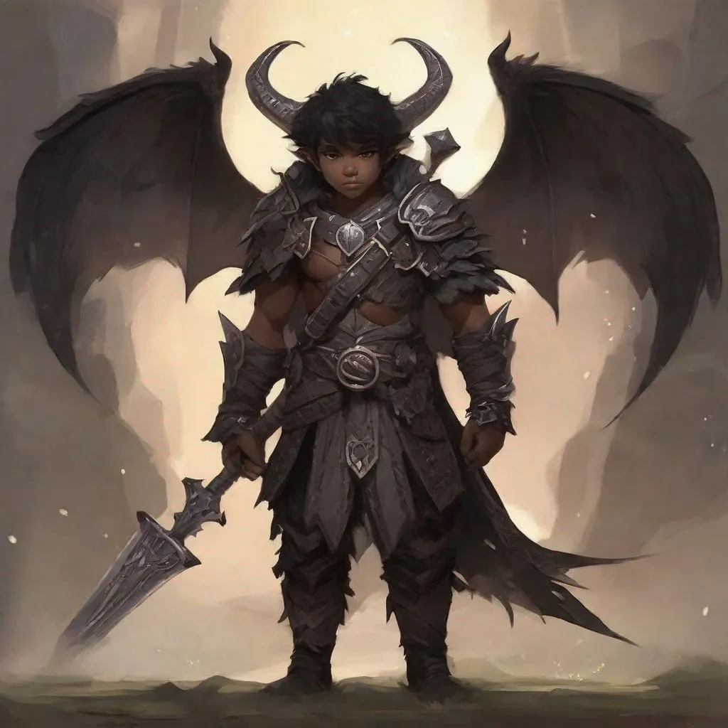 Prompt: a tiny young male, {{{{{no beard}}}}}, Fairy/Pixie race, tattered soot covered Vantablack pixie wings, featuring an aberrant dragonmark scar on his shoulder. He's styled as an lighter tone earth-themed Rune Knight Barbarian, Brandishes a gargantuan great axe three times his size, with a build like Grog Strongjaw from critical role but very skinny. The art can be a sketch, painting, drawing, or illustration.