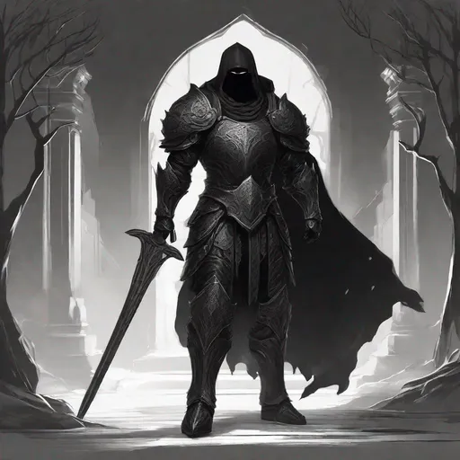 Prompt: paladin light armor, large muscular male type body, Gelatinous Body, Full Body Vantablack Skin, Vantablack Slime Body, no facial features, no face, no eyes, fantasy setting, unhinged, creepy, living shadow, sketch, drawing, or illustration.