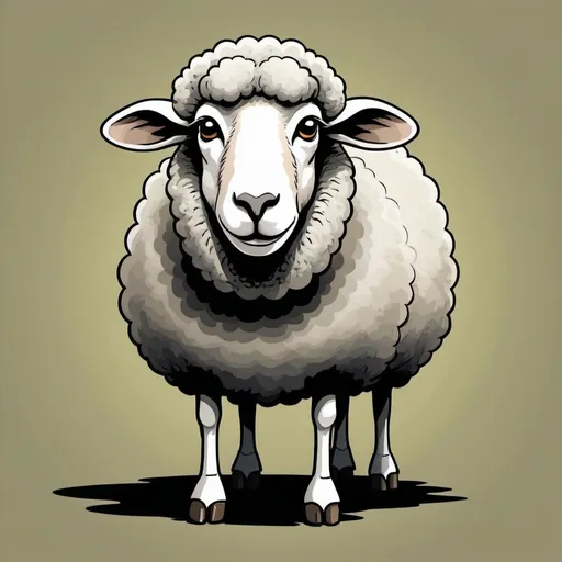 Prompt: Comic image of a sheep with five legs

