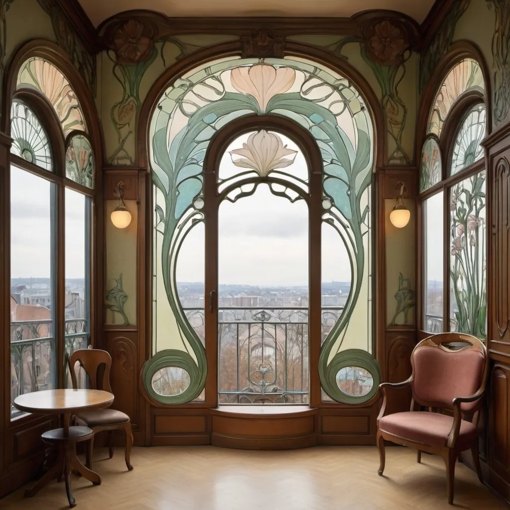 Prompt: A scenric view in Art Nouveau.