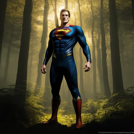 Prompt: Elfen-Ranger in einImagine a full body portrait of superman morphing with harry kane, marvel character rising from the ashes, villain, burning, sharp focus, intricate detail, muted colors, looking at the viewer, photography, realistic, emotionally profound, highly detailed, soft lighting, 8k, extreme detail, digital paintingem mystischen Wald um Sonnenlicht