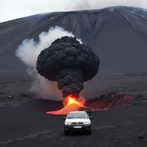 Prompt: le suropelta a peur car il tombe dans un volcan actif.