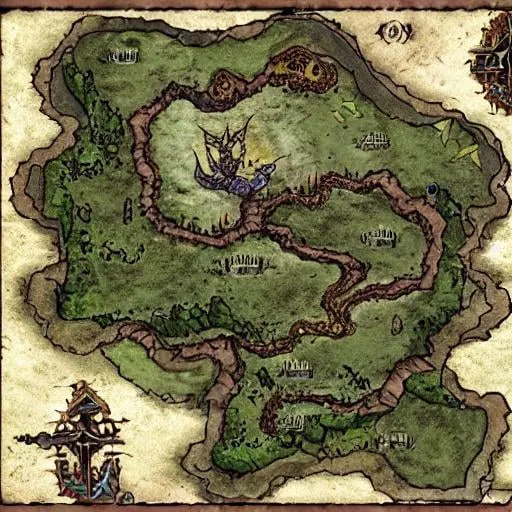 Prompt: Fincayra The Merlin saga. T. A. Barron dnd battle map. For dungeons & dragons.