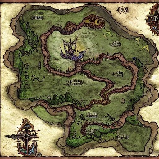 Prompt: Fincayra The Merlin saga. T. A. Barron dnd battle map. For dungeons & dragons.