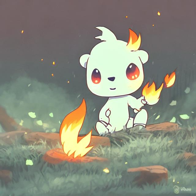 Prompt: cute fire kodama
