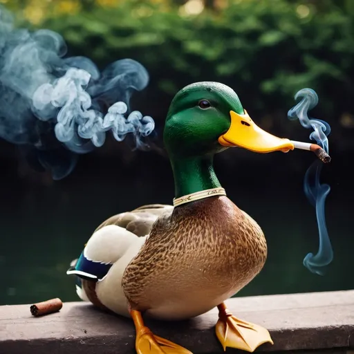 Prompt: duck smoking a cigarrete