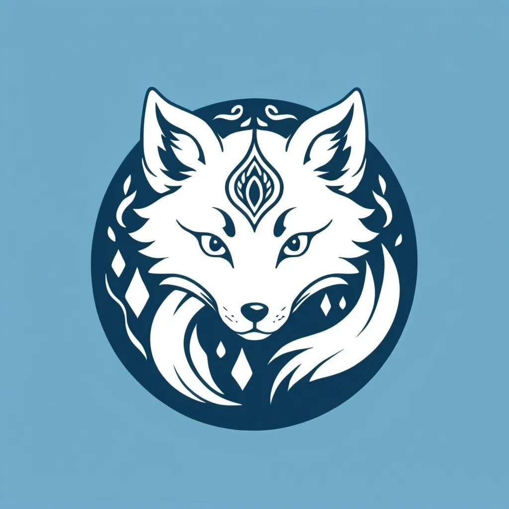 Prompt: kitsune light blue logo no background