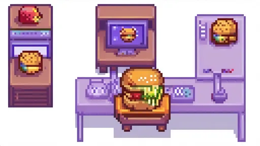 Prompt: a burger playing games on a gaming setup sitting on a chair
