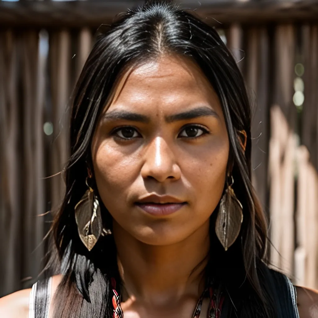 Prompt: photo realistic portrait of native American outlaw, centered in frame, facing camera, symmetrical face, ideal human, 85mm lens,f8, photography, ultra details, natural light, light background, photo, Studio lighting