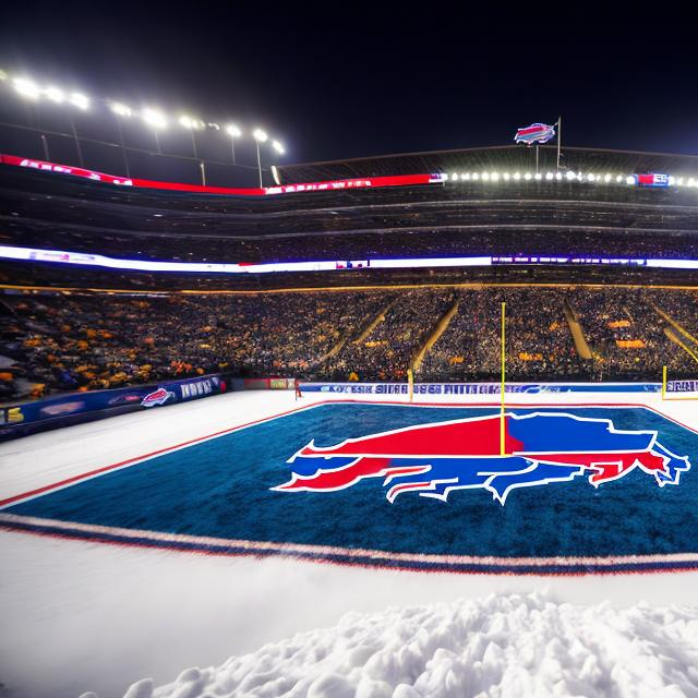 Prompt: Photorealistic blizzard conditions at Buffalo Bills versus Pittsburg Steelers game being played in Buffalo, NY football game snow dramatic