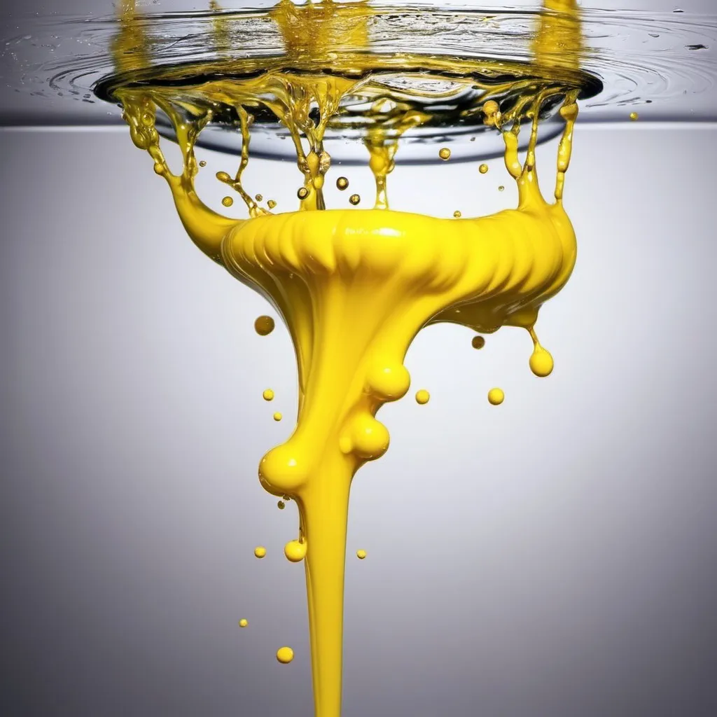 Prompt: yellow water spill in air