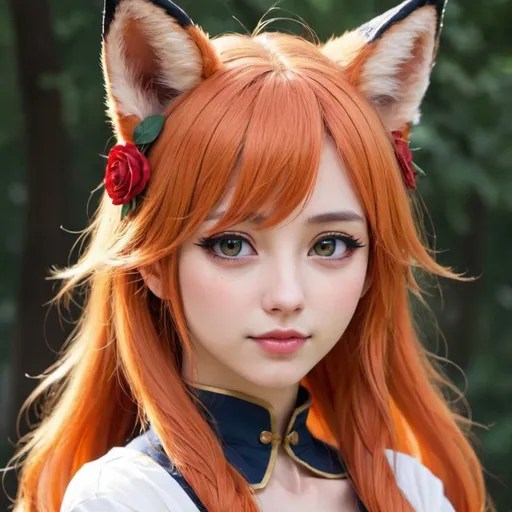 Prompt: make a very beautiful female anime character with fox ears

