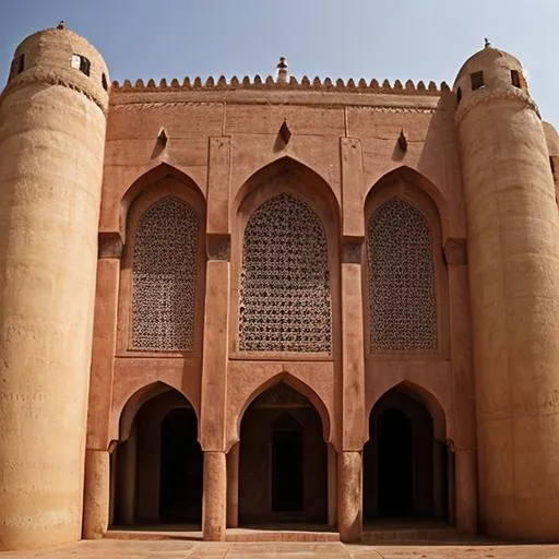 Prompt:  mosque in Gao, Songhai country  , Moroccan facade 