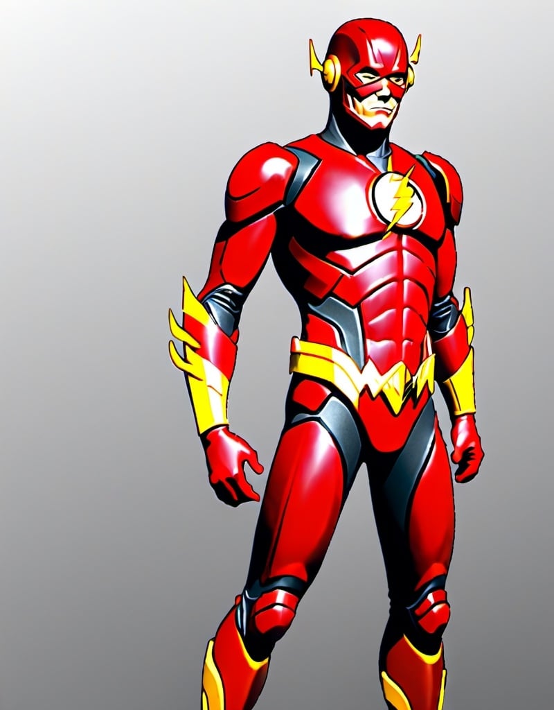 Prompt: The flash with armor gold and red