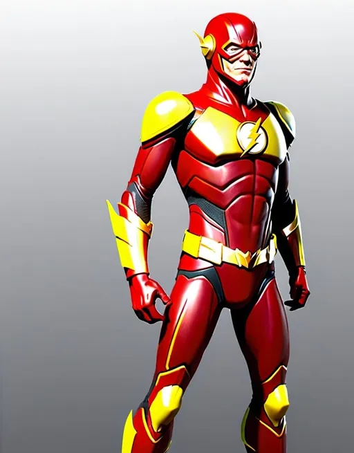 Prompt: The flash with armor gold and red