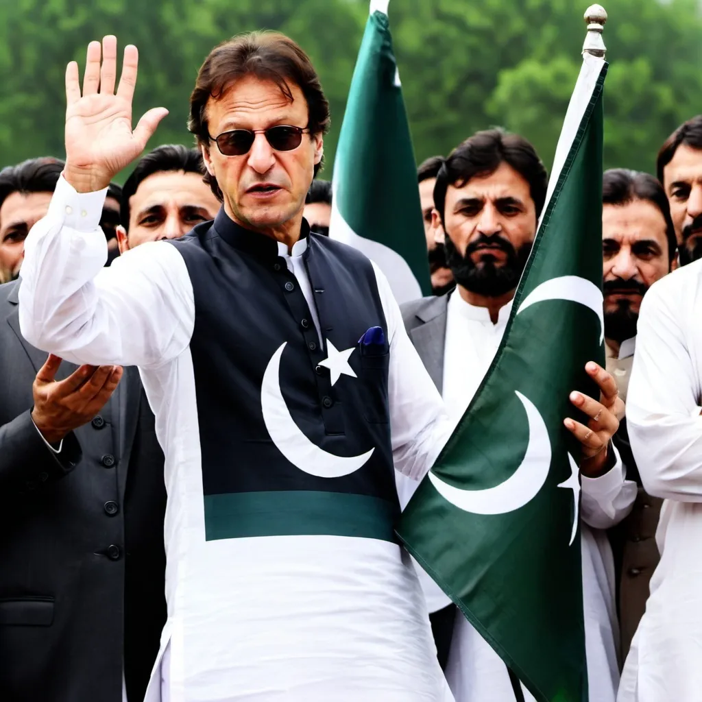 Prompt: Imran khan with Pakistani flag