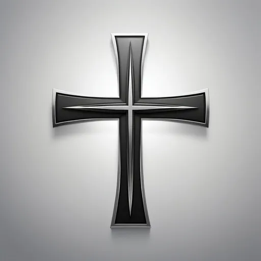 Prompt: Realistic logo design of a sleek cross, John 11:22 inscription under it, maximum steeze above it, modern style, detailed shading, high quality, professional, symbolic, minimalist, black and silver tones, soft ambient lighting