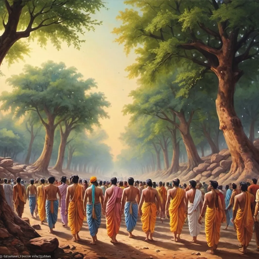 Prompt: Vrindavan govardhan forest iconic background