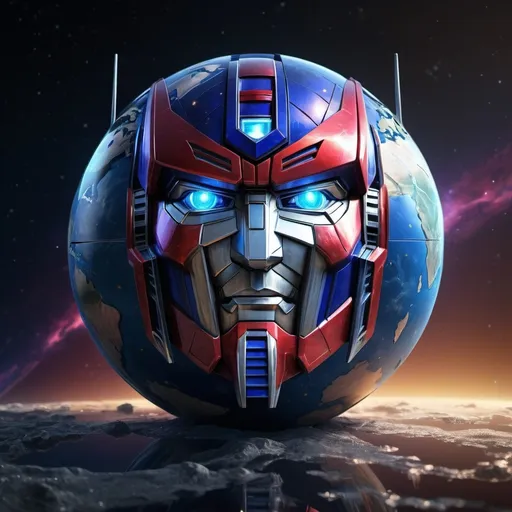 Prompt: Mix optimus prime styled like the ball earth