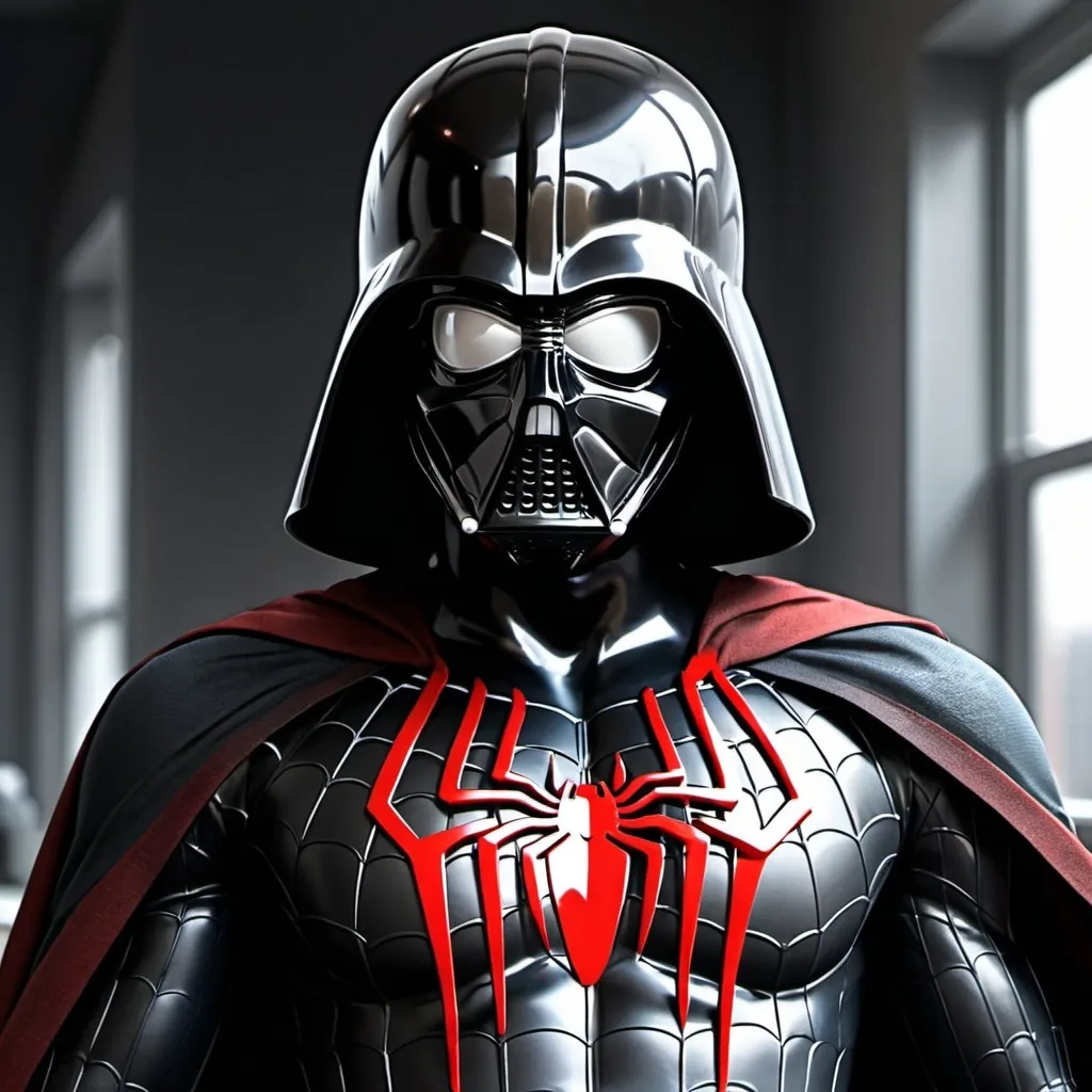 Prompt: blend spiderman with darth vader