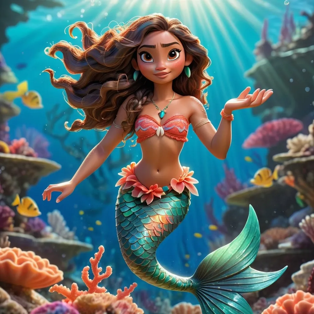 Prompt: Moana as a mermaid. 