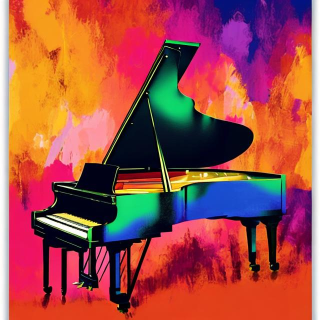 Prompt: piano concert poster
vivid color

