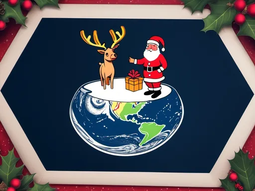 Prompt: image of a flat earth Christmas