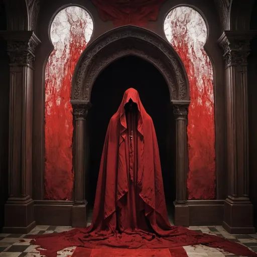 Prompt: the veil of the blood temple of the unbelievers of the beheaded devil