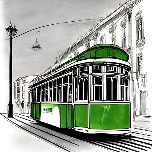 Prompt: draw a lisbon heritage tram. 
