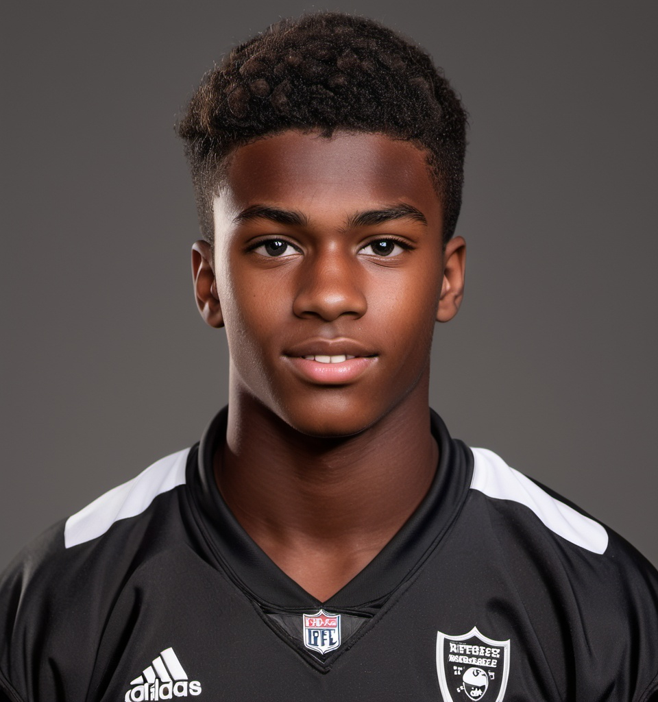 Prompt: A 19 year old football player who doesn't exist, but he's not black, he's handsome 

