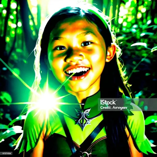 Prompt: Elf ranger in a mystical forest around sunlight