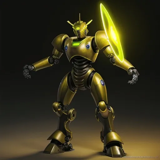 Prompt: Organic robot warrior armor yellow glowing eyes