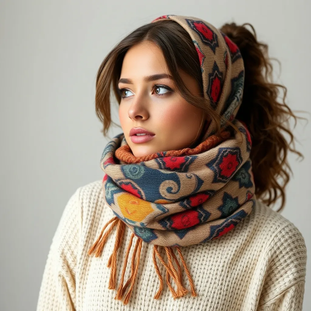 Prompt: model for scarf onlineshop