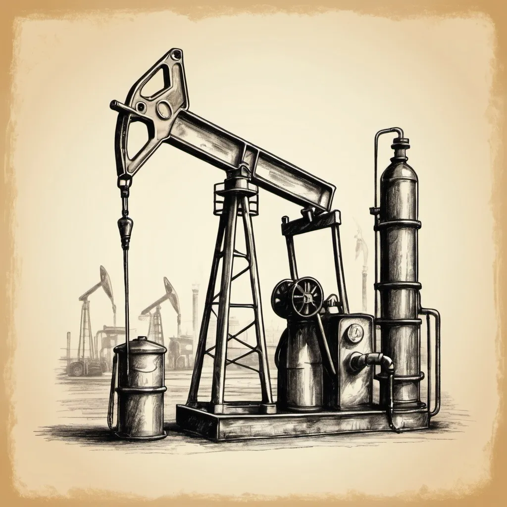 Prompt: sketch a symbol of petroleum value chain, vintage